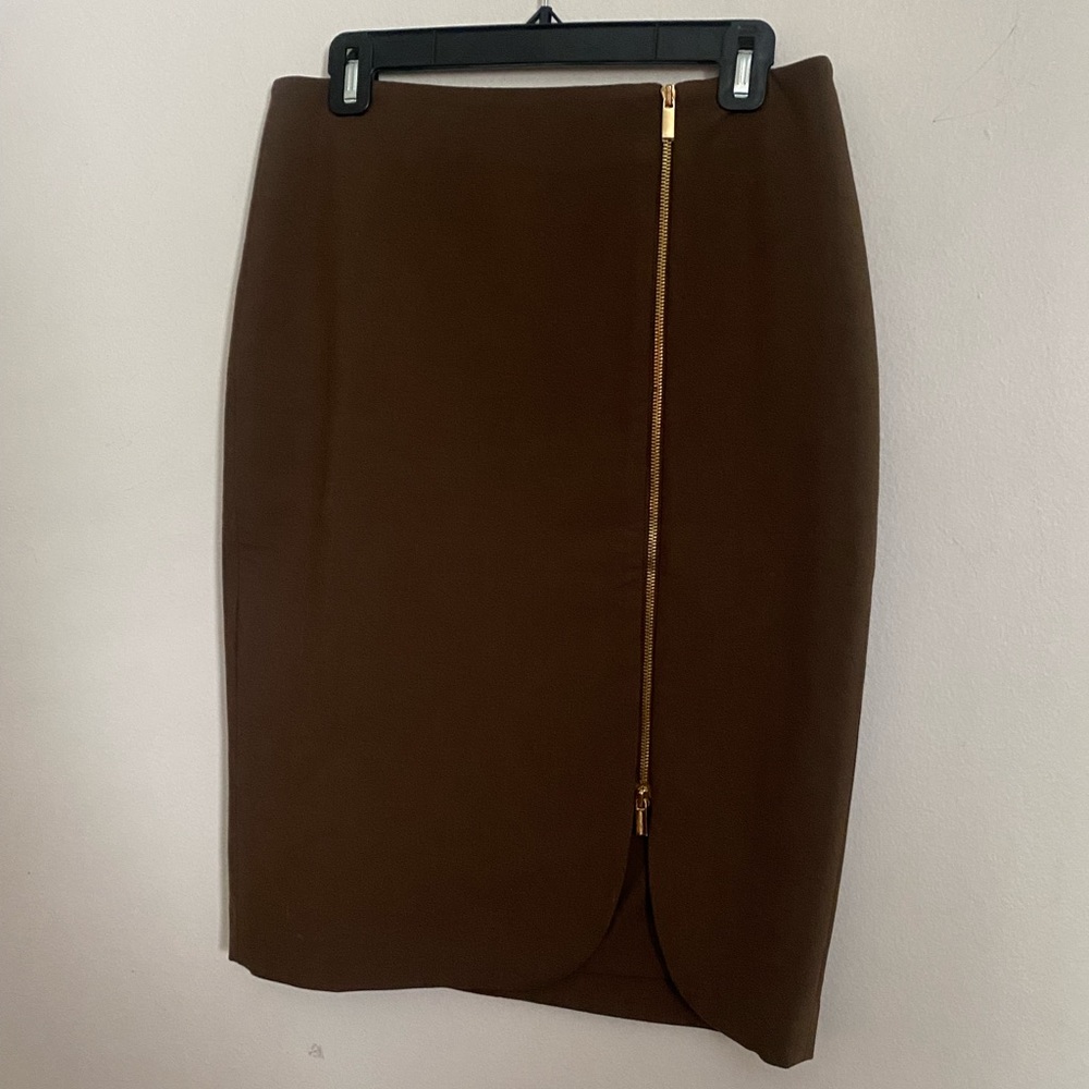 Ann Taylor Pencil Skirt - Gold Zipper Sz 8